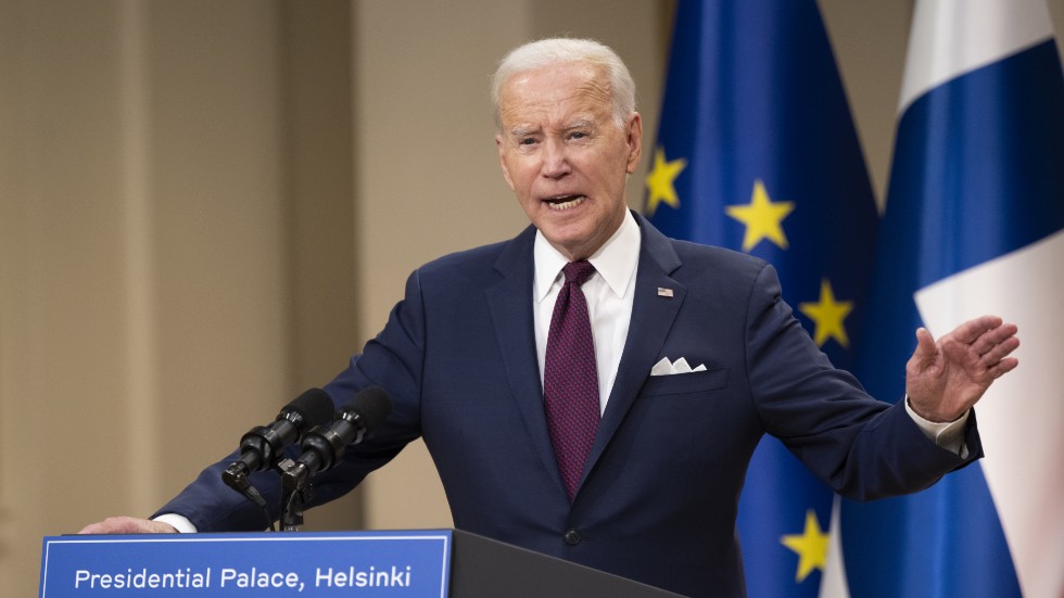 USA:s president Joe Biden under en presskonferens i samband med toppmötet mellan USA och Norden under torsdagen.
