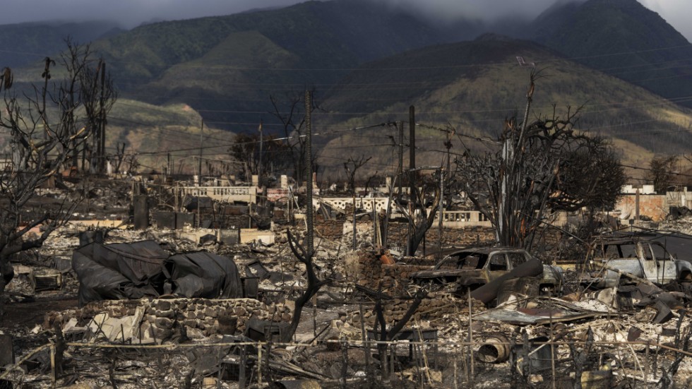 I staden Lahaina beräknas runt 2 200 byggnader ha förstörts i bränderna. Arkivbild.
