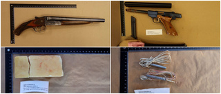 Polisen hittade vapen och sprängmedel i en lada vid husrannsakan