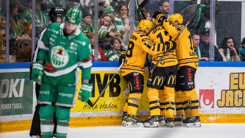 Max Lindholm's winning goal is celebrated.