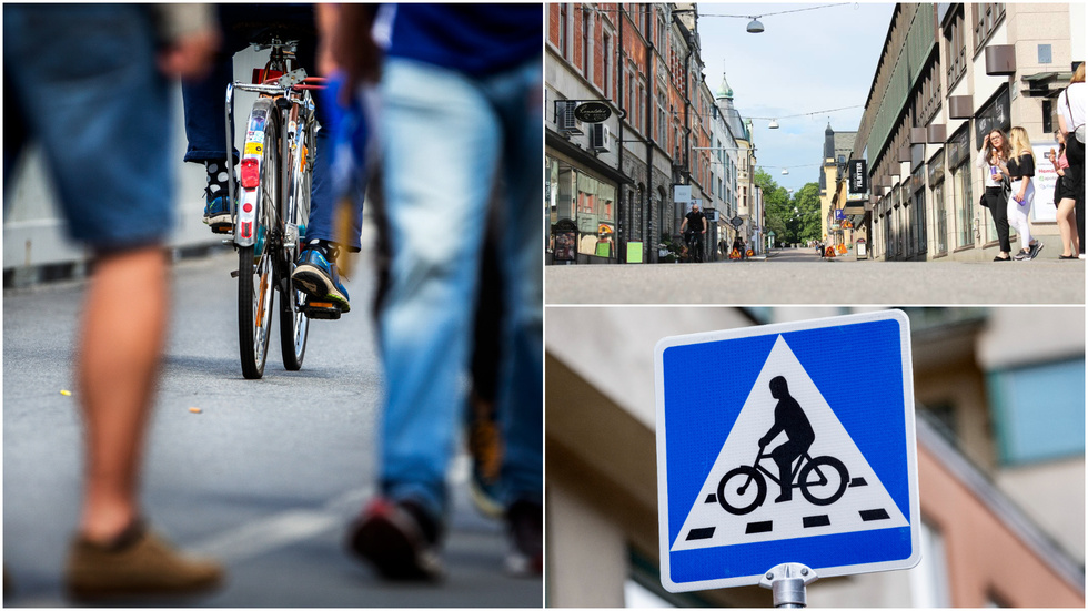 Värst är det på torgen där man som cyklist kläms mellan bussar som kör om varandra och är svåra att förutse på håll. Gatorna är så breda att bussarna kör fort, vilket får även den mest våghalsiga cyklist att leta sig upp på trottoaren, trots att det ger böter, skriver en Linköpingsbo.