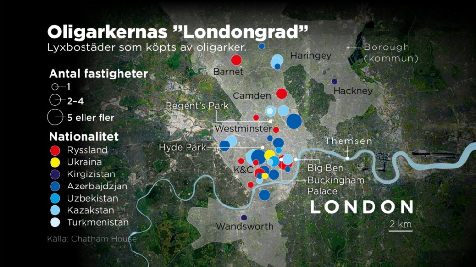 Lyxbostäder som köpts av oligarker.