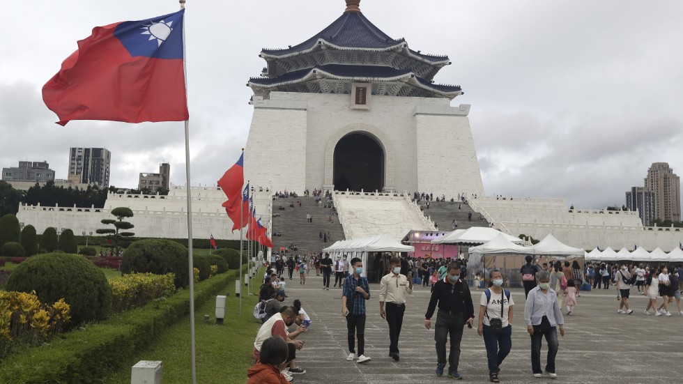 Minnesplatsen Chiang Kai-Shek i Taipei, Taiwan, i en bild från i söndags.