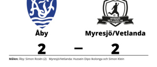 Åby fixade en poäng mot Myresjö/Vetlanda