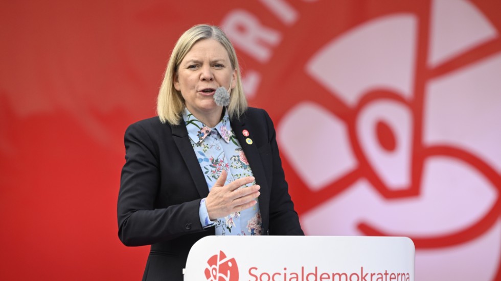 Socialdemokraternas ledare Magdalena Andersson på Norra Bantorget i Stockholm.