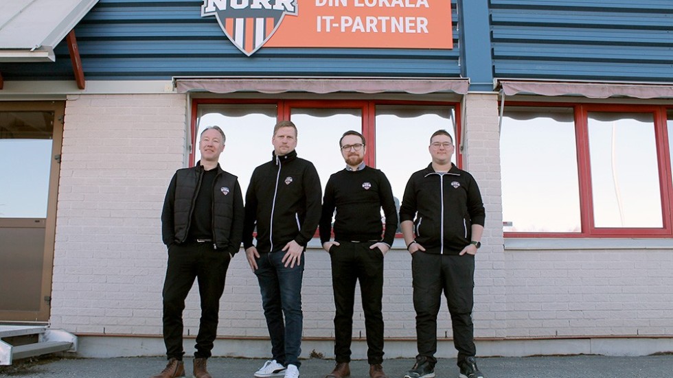 Anders Eriksson, André Jonsson, Tim Granlund och William Gustavsson på TeamNorr IT-partner.