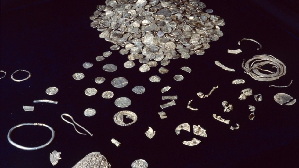 Everlövsskatten – vikingamynt hittade i en chiffonjé under 1980-talet. Arkivbild.