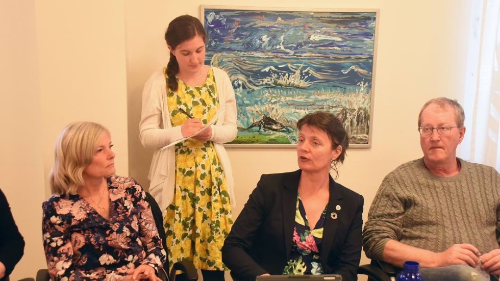 Matilda Gustafsson, stående i mitten, var nöjd mötet om klimatet som hon bjudit in till. Kommunalrådet Ingela Nilsson Nachtweij (C) var en av deltagarna.