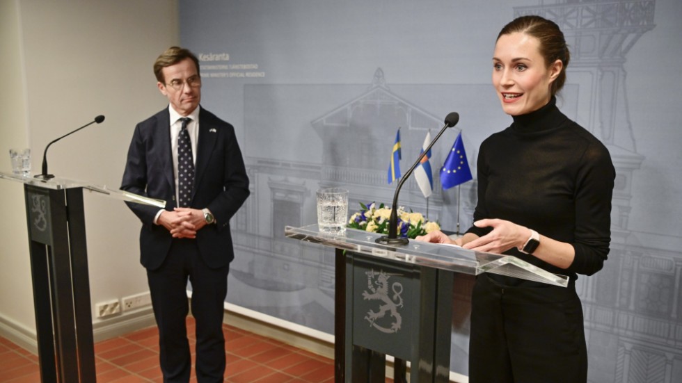 Ulf Kristersson och Sanna Marin är överens om att Sverige och Finland ska fullfölja Natoprocessen tillsammans.