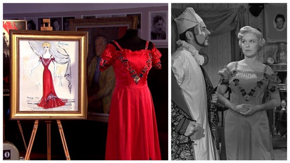Eva Dahlbecks klänning från "Sommarnattens leende", skapad av kostymtecknaren Mago, är ett av alla föremål som förevisas i programserien. Pressbild.