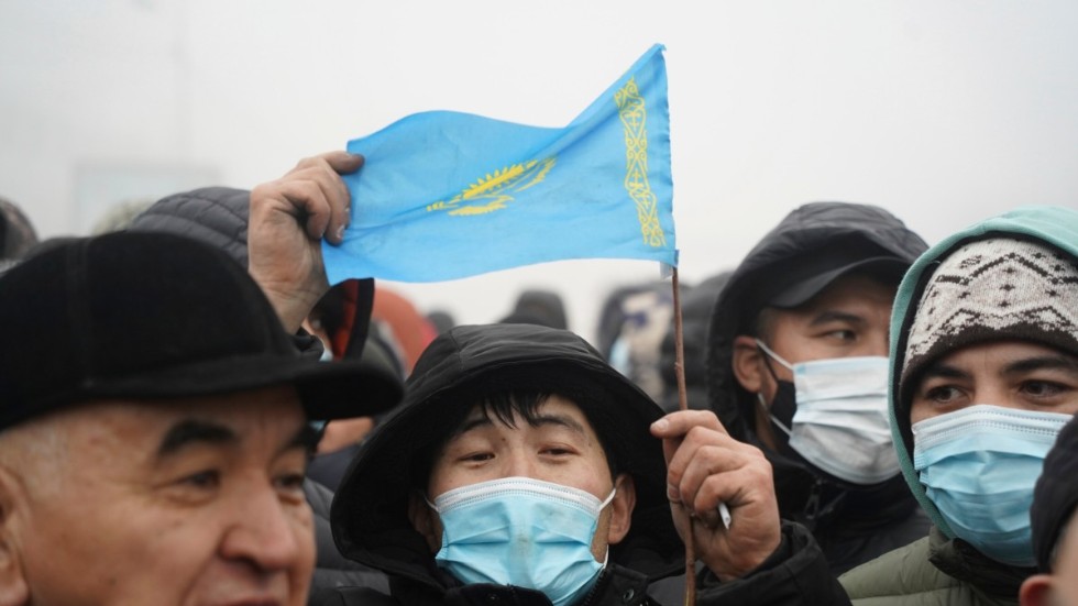 Demonstranter i Almaty den 5 januari.