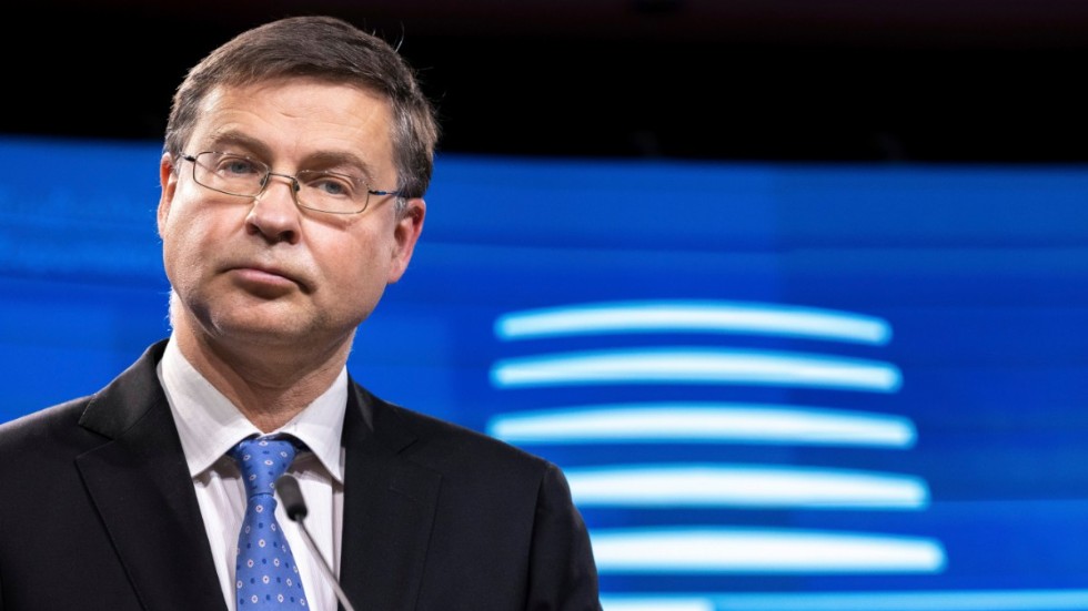 EU:s handelskommissionär Valdis Dombrovskis. Arkivbild.