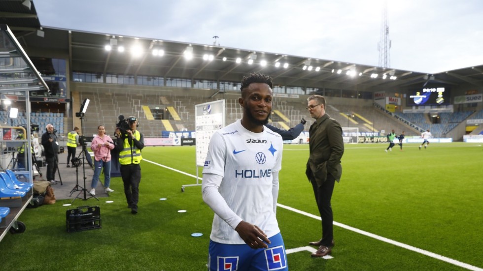 Två nya mål. IFK Norrköpings Samuel Adegbenro toppar skytteligan på fem mål efter lika många allsvenska matcher.
