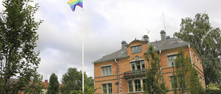 Regnbågsflaggor hissas för mänskliga rättigheter