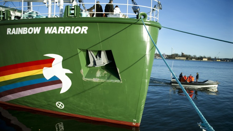 Greenpeace Rainbow Warrior III, här vid Skeppsbron i Stockholm. Arkivbild.