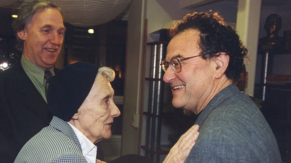 Astrid Lindgren och Georg Riedel 1996. Arkivbild.