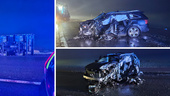 Lastbil och personbil i svår kollision – man livshotande skadad 