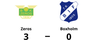 Boxholm föll med 0-3 mot Zeros
