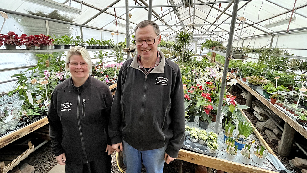 Christina Andersson och Rune Ström, som är syskon, har drivit Blombacka handelsträdgård sedan mitten av 1990-talet.