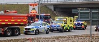 Trafikolycka vid Gränby – bilar krockade i rondell