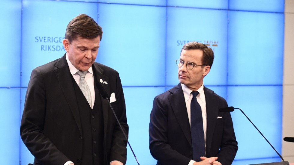 Riksdagens talman Andreas Norlén och statsminister Ulf Kristersson (M). Arkivbild.