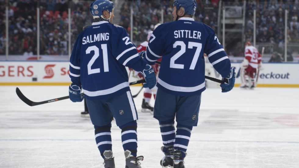 Börje Salming och Darryl Sittler gjorde många matcher ihop. Här under en veteranmatch 2016. Arkivbild.