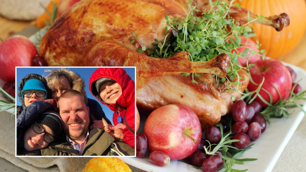 Familjen Mann i Sköldinge firar inte Thanksgiving, men pappa Jonathan Mann minns barndomens firanden i USA.