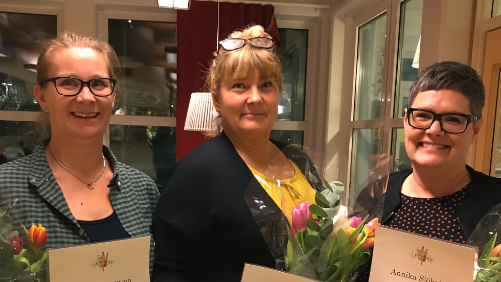Boxholms nya måltidspedagoger Helen Jespersen, Åsa Holm och Annica Sjökvist. Saknas på bilden gör Linnéa Mjörnemo.
