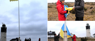 Ukrainas flagga vajar vid Hoburgs fyr