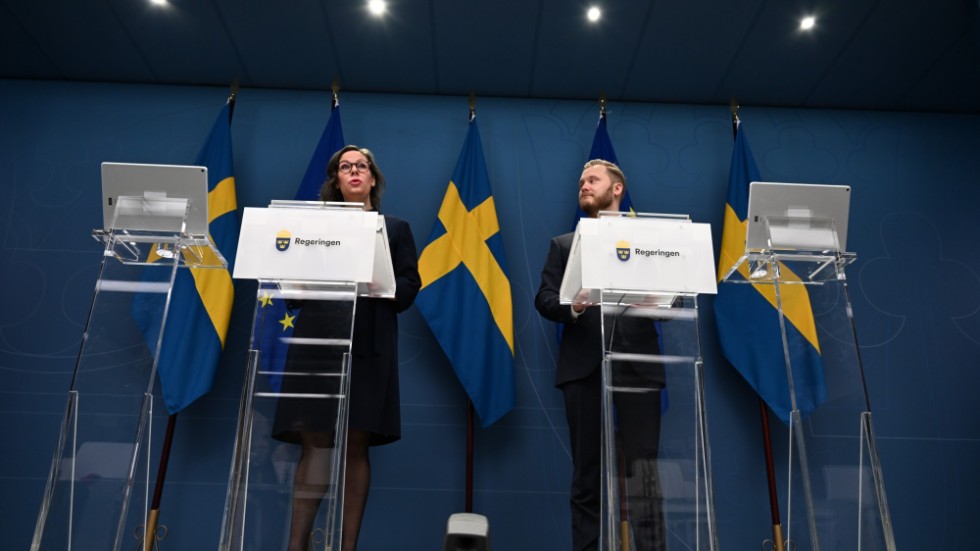 Det var SD:s gruppledare Henrik Vinge som stod bredvid migrationsministern Maria Malmer Stenergard (M) som skulle summera regeringens första hundra dagar på det flyktingpolitiska området.