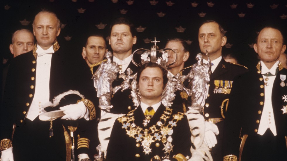 Carl XVI Gustaf vid sitt trontillträde.