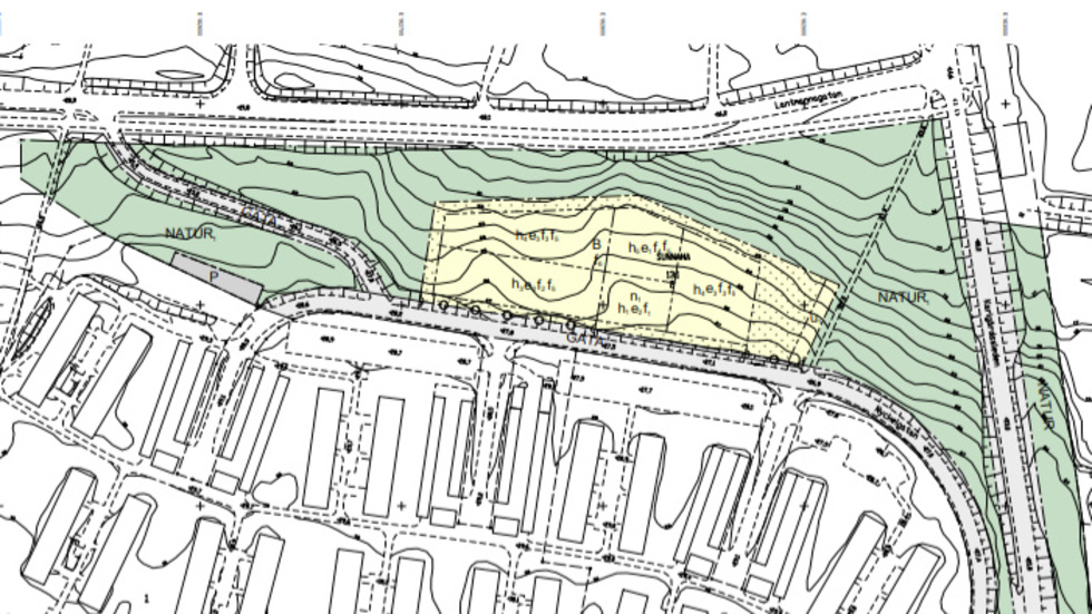The yellow area is where the new housing is planned.