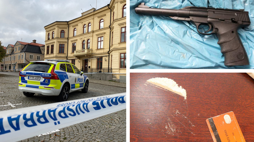 Den 16 september förra året slog polisen till mot Skänninge stadshotell. I ett rum på hotellet hittade polisen en luftpistol. Man hittade också flera tecken på att narkotika använts på hotellet (Bilderna är hämtade ur förundersökningen.)