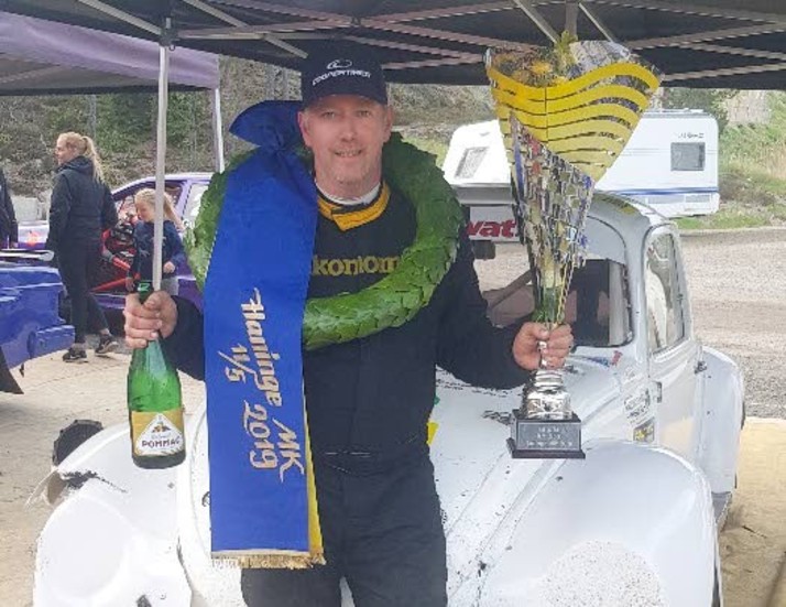 Christian Karlsson från Vimmerby MS vann första deltävlingen av Riksmästerskapen i Rallycross