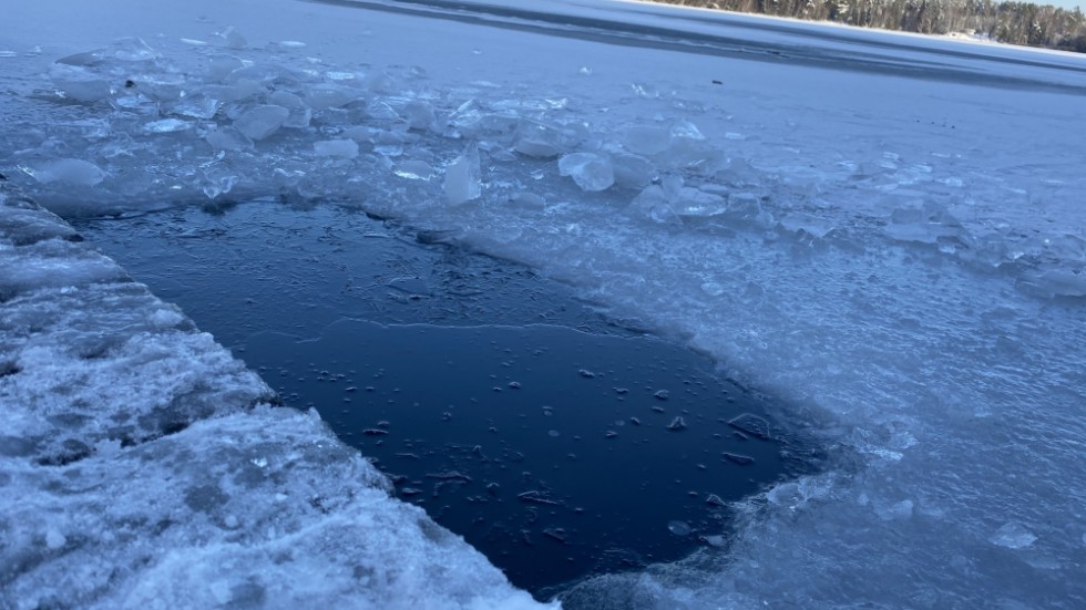 Isen är inte så tjock som man kan tro trots att det har varit rejält kallt på sistone.
