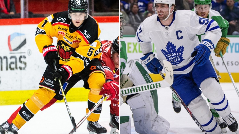 Luleå Hockeys FIlip Hållander, till vänster i bild, fick ett oväntat meddelande från NHL-stjärnan John Tavares, till höger i bild.
