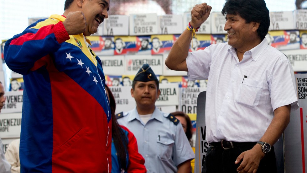 Bolivias ex-president Evo Morales hade en god relation till Venezuelas ledare Nicolás Maduro. Arkivbild.