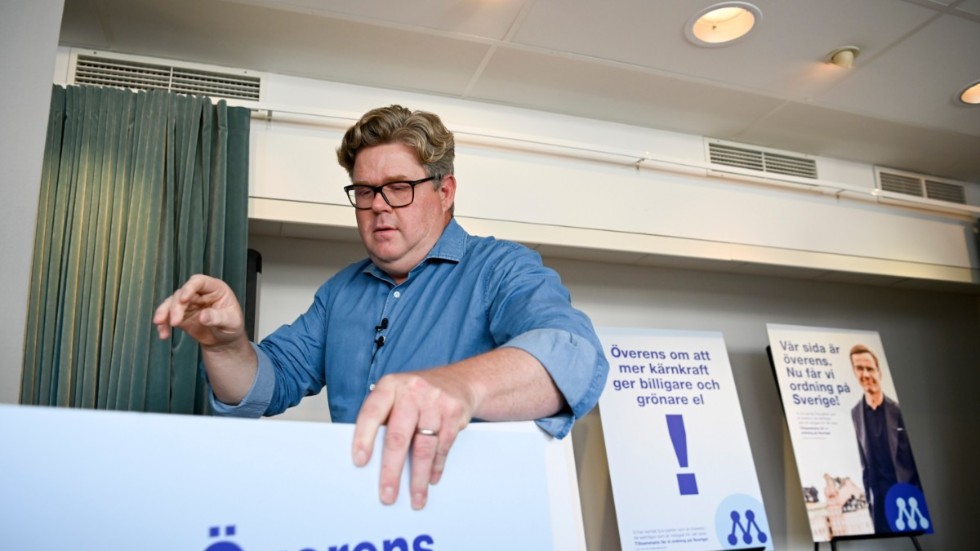 Moderaternas partisekreterare Gunnar Strömmer presenterar Moderaternas valkampanj under måndagen.