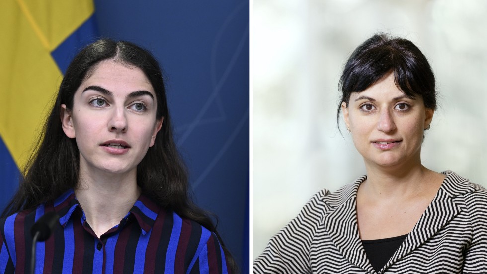 Klimat- och miljöminister Romina Pourmokhtari (tv) och Naghmeh Nasiritousi, forskare i klimatpolitik vid Uppsala universitet och Utrikespolitiska institutet.