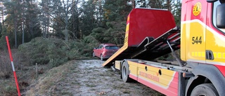 Bilist körde in i nedfallna träd: "Kunde inte stanna"