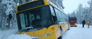 Buss i diket – skolbarn fick skottas ut