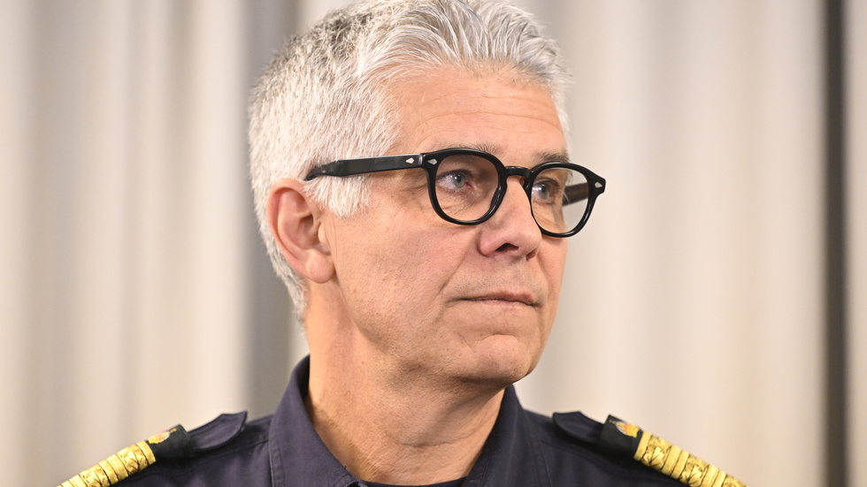 Rikspolischef Anders Thornberg informerar om gängvåldet vid en pressträff på tisdagen.