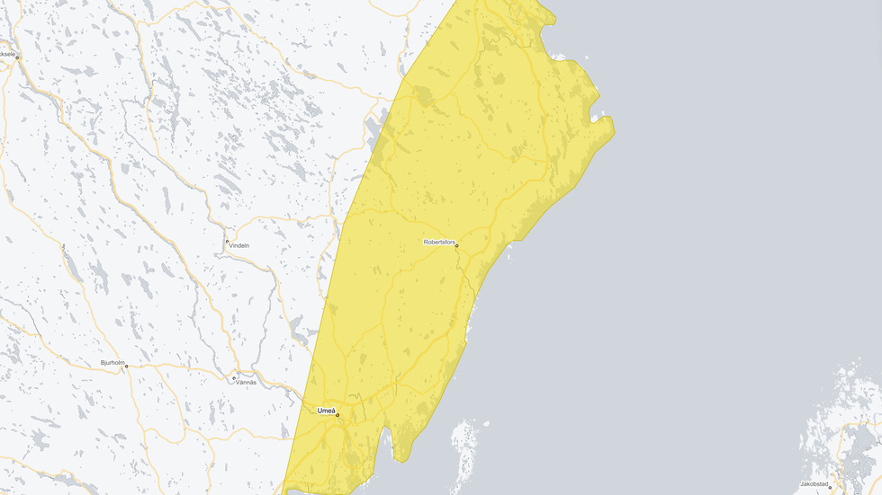 SMHI has issued a yellow warning for the Västerbotten coast