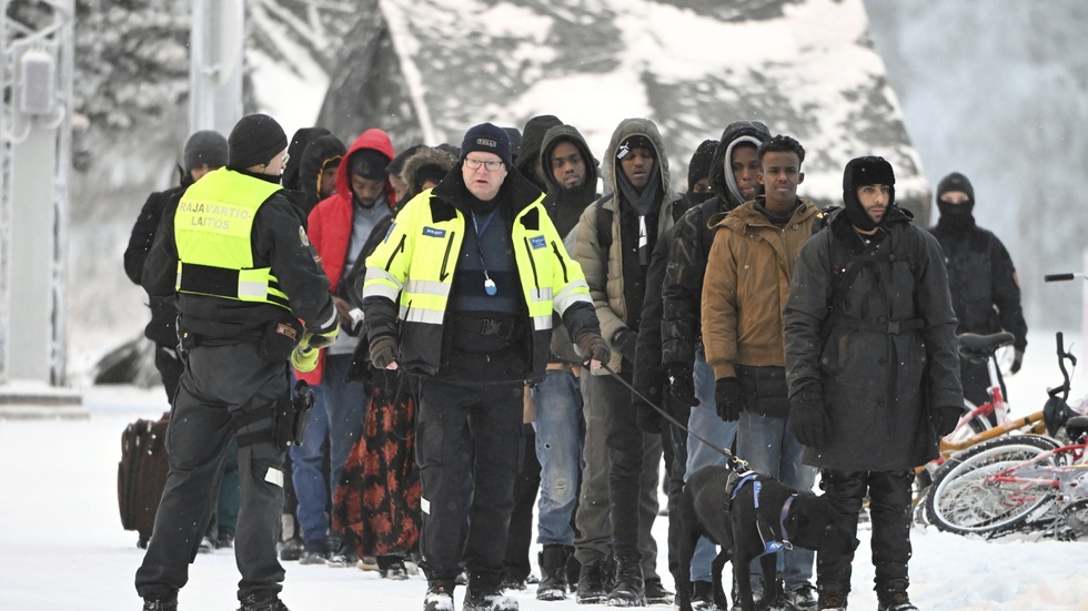 Migranter vid finländska gränsen.