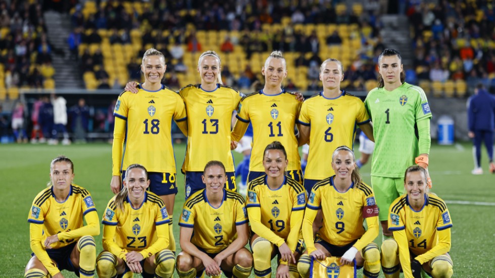 Sveriges startelva i åttondelsfinalen mot USA i fotbolls-VM. Samma elva som startade de två inledande gruppspelsmatcherna.