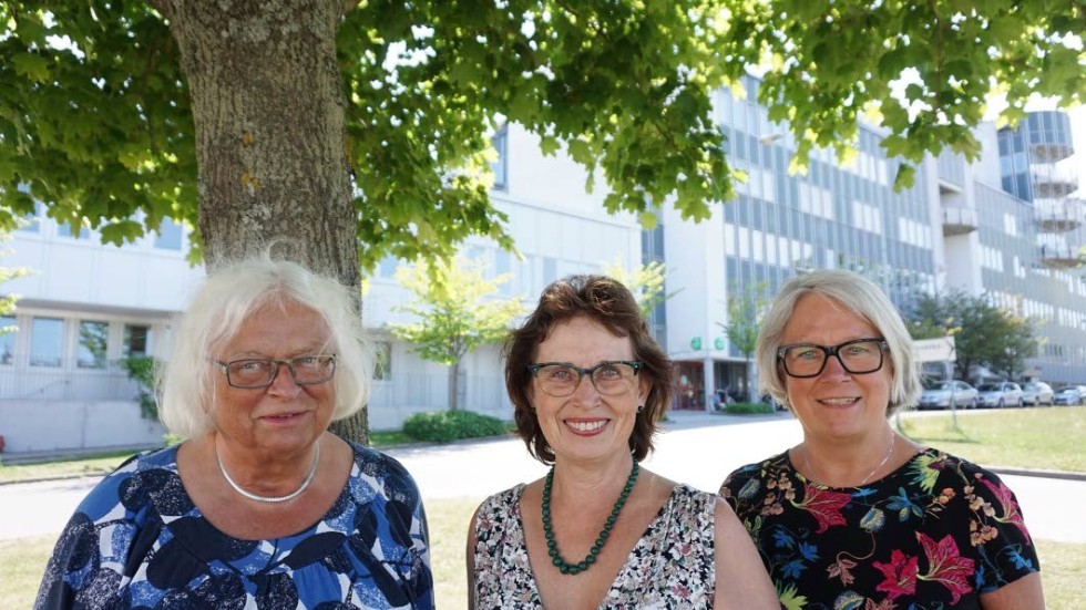 Kerstin Lahi, Gudrun Brunegård och Maud Ärlebrant tycker att man ska undersöka fördelarna med ett helt nytt sjukhus, närmare E22.
