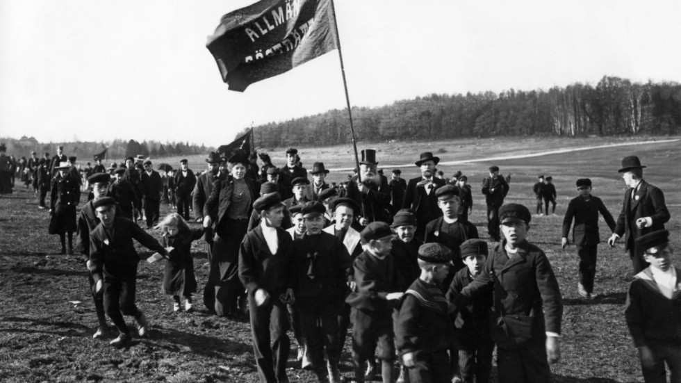1:a majdemonstration på Gärdet, Stockholm 1902 med krav på allmän rösträtt.