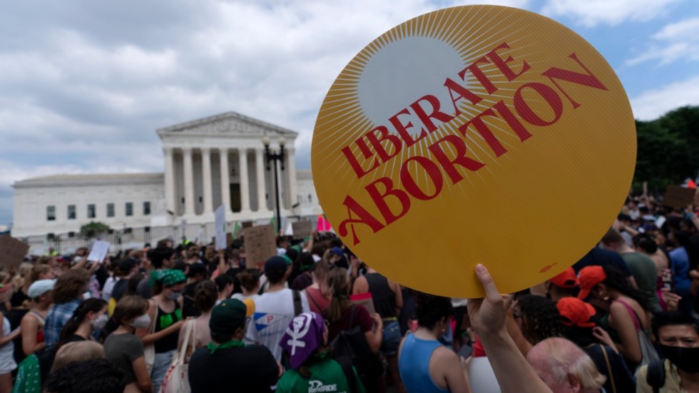Aborträttsanhängare utanför Högsta domstolen i Washington|DC.