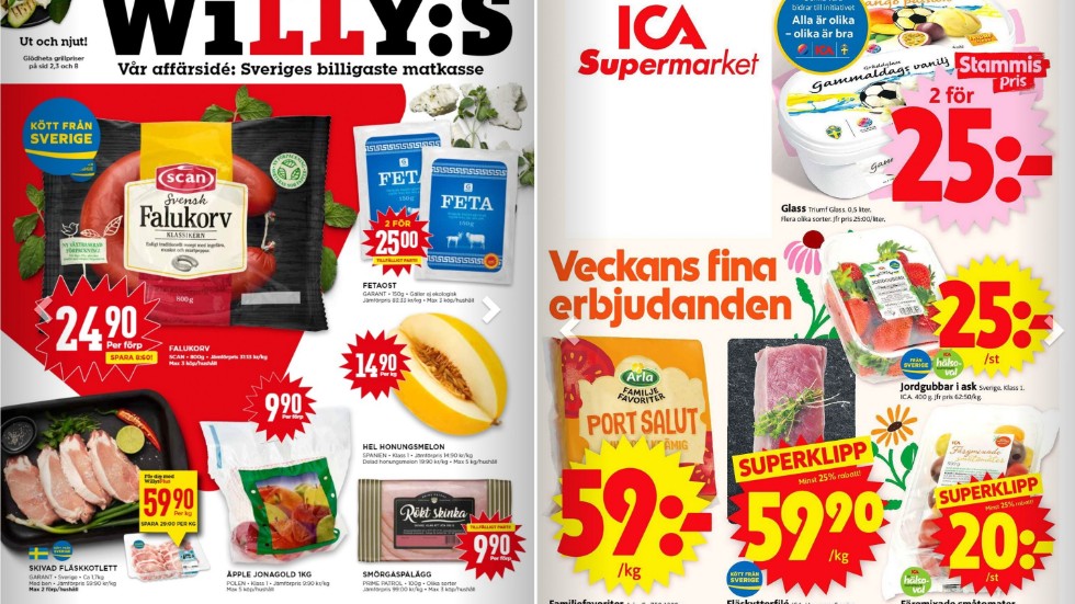 Matkedjornas reklamblad ska locka kunderna till butiken. Snittrabatten på butikernas erbjudanden är 25 procent mot ordinarie pris.