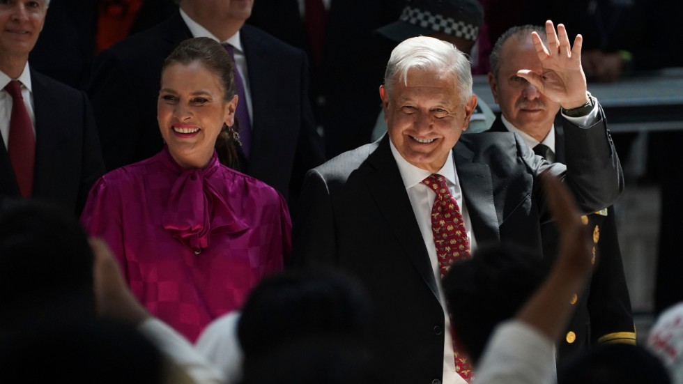 Mexikos president Andrés Manuel López Obrador tillsammans med sin fru Beatriz Gutiérrez Müller i mars 2022.